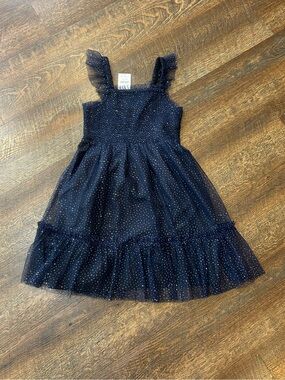 Crewcuts Navy Sparkle Tulle Party Dress with Ruffle Straps